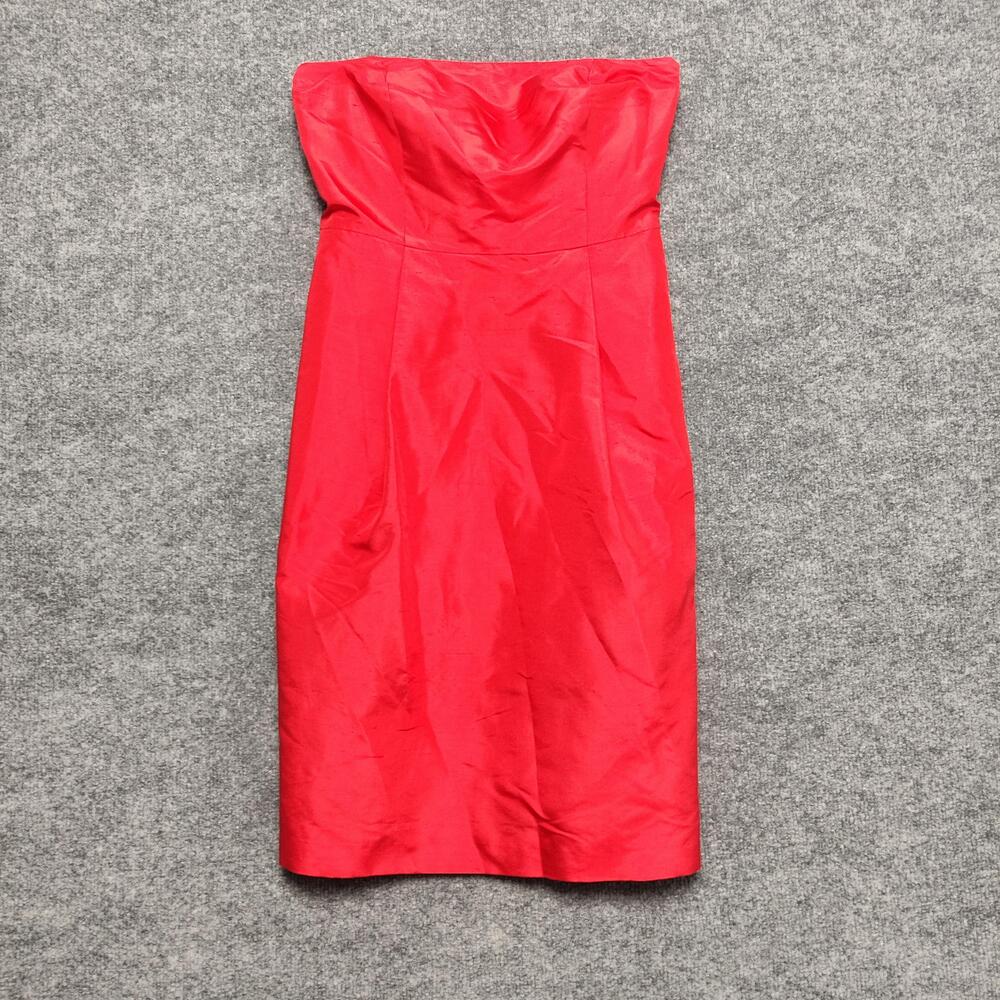 Ann Taylor Dress Womens 4 Red Silk Strapless Sweetheart Sheath Cocktail Party